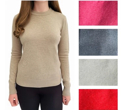 Ladies Marks Crew Neck Wool Blend Jumper Brown Cream Blue Red Pink Sweater NEW - Image 1 of 4