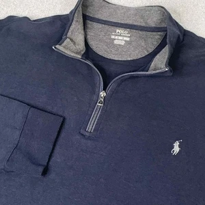 Polo Ralph Lauren Herren 4XB Navy Double Knit Quarter Zip Pullover Sweatshirt Pony - Bild 1 von 6