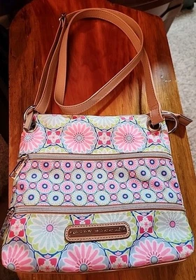 Lily Bloom Crossbody Purse Floral Pattern Pink Blue Green - Image 1 of 4