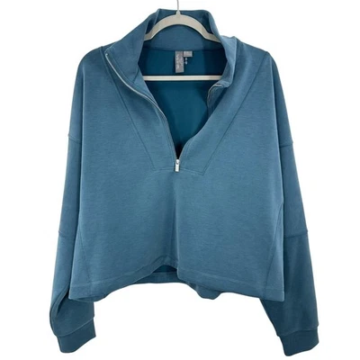 Sweaty Betty Pullover Top Quarter Zip Long Sleeve Blue Womens Size US 12 - Image 1 of 4