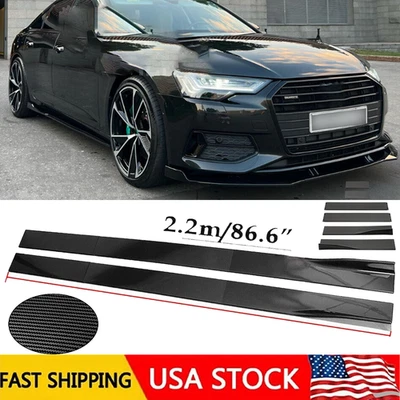 For Audi Quattro Carbon Fiber 86.6inch Side Skirt Extensions Rocker Panel Foto 1 de 4