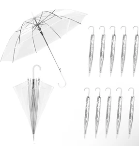 10 Pack Clear Wedding Umbrellas Bulk Transparent Auto Open Close Windproof Water - Picture 1 of 12