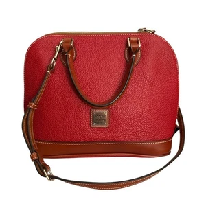 Dooney & Bourke Pebble Grain Zip Zip Satchet -  Red Leather Purse Handbag - Picture 1 of 6