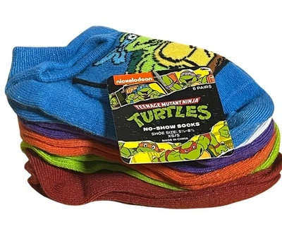 Teenage Mutant Ninja Turtles No-Show XS/S Calcetines 6 Pr Niños Zapato Talla 5.5-8.5 Foto 1 de 4