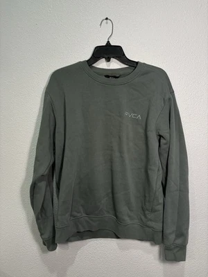 De Colección Años 90 RVCA Verde Oliva Bordado Logo Sólido Pullover Cuello Redondo Sudadera M Foto 1 de 4