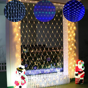 LED Mains Plug In Net Mesh Curtain Lights Christmas Party Garden Wedding Outdoor