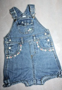 Carters Pagliaccetto a Bolla Bambino Gilet Denim Tuta Embr. Fiori/uccellini/fiocchi 18 mo - Foto 1 di 7