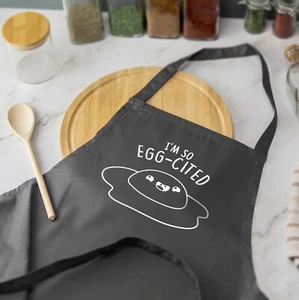 Im So Egg-Cited Funny Printed Apron Cooking Baking Home Chef - Picture 1 of 11