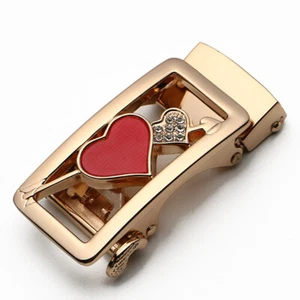 Ratchet Belt Buckle Replacement Hollow Out Heart Metal Gold Casual 25mm New - Picture 1 of 15