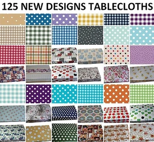 WIPE CLEAN PVC TABLECLOTH WIPEABLE VINYL  OILCLOTH RECTANGLE TABLE COVER - Picture 1 of 143