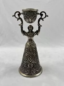 Vintage Silver Plated Double Cup Wedding Goblet Toasting Woman Cup Japan - Picture 1 of 7