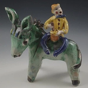 VIETRI DONKEY 1950's POTTERY WITH RIDER ICS DOLKER GAMBONE FIGURINE RARE VTG #49 - Picture 1 of 7