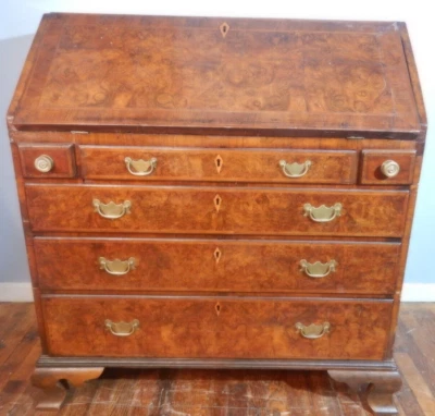 Escritorio inclinado Oyster Burl de principios del siglo XVIII Foto 1 de 4