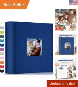 Dark Blue Linen Photo Album with 1000 Pockets - Ideal for Family & Anniversaries - Picture 1 of 9