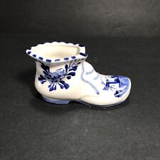 Vintage Deflt Hand Painted Blue Windmill Boot Figurine Collectible Piece 4.5” L
