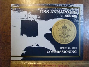 US Navy Submarine USS Annapolis SSN 760 Commissioning Program April 11 1992 - Picture 1 of 5