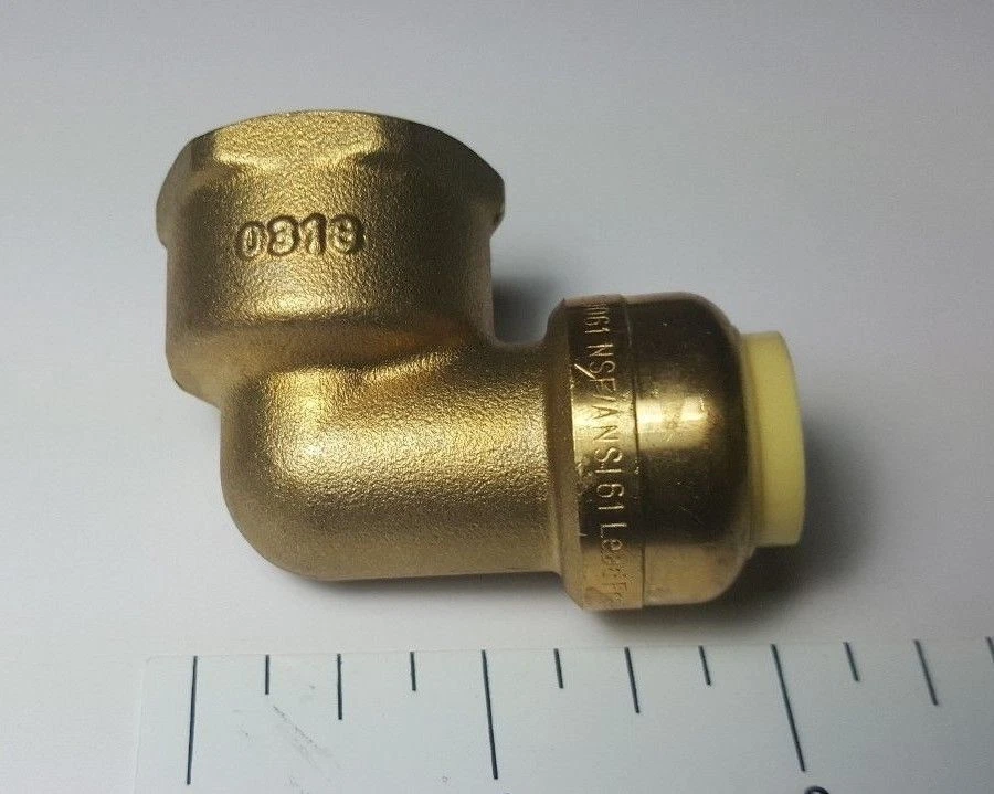 1 To 10 Pack XFITTING 1/2" Push Fit X 3/4" Female Elbow, Lead Free Brass