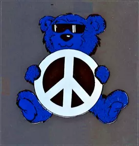 Grateful Dead Decal Sticker Vintage Blue Teddy Bear Sunglasses Peace Sign Wheel - Picture 1 of 1