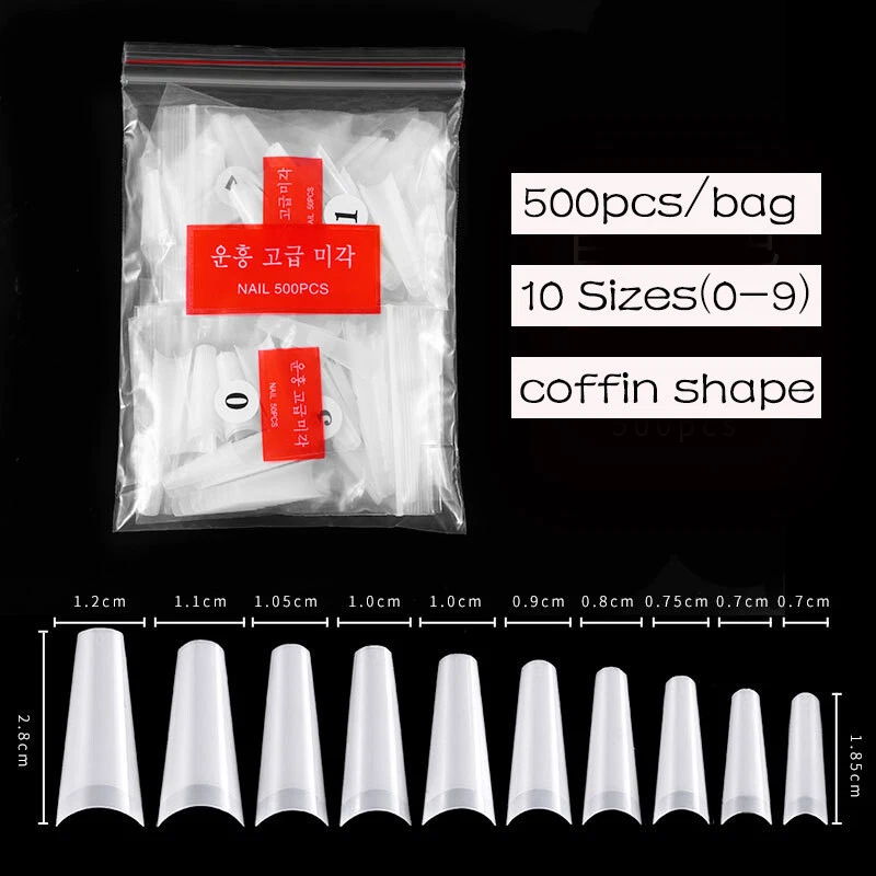  500/1000 Piezas Acrílico Uñas Manicura Decoración Media Cubierta Curva C Arte en Uñas Puntas Falsas Foto 1 de 4