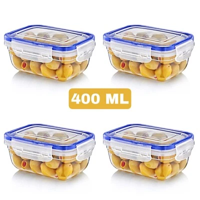 4 x 400ML Airtight Food Storage Containers-Clip-Seal Lock with lids & BPA Free - Image 1 of 2