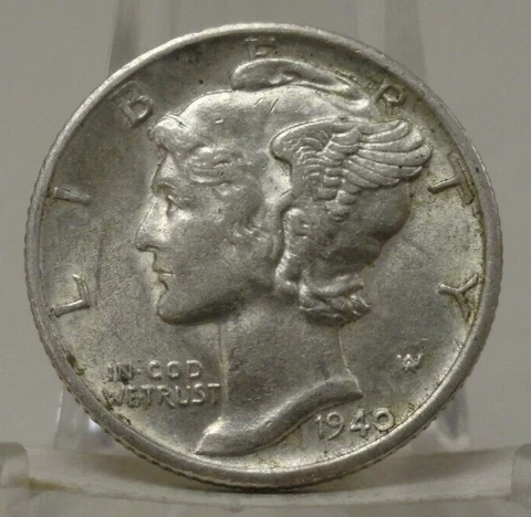 1940 S United States Mercury winged Liberty 90% silver dime, #69586-003 BIN Cover
