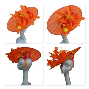Ranunculus - Orange Sinamay Hatinator - Picture 1 of 11