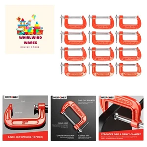 2 Inch C-clamp, 12 Pieces C Clamps Set, 2-Inch Jaw Opening, Throat Depth 1-3/... - Picture 1 of 7
