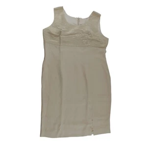 Ärmelloses Kleid Etui Struktur Metallic Mieder gefüttert Schlitz beige Gr. 20 - Bild 1 von 10