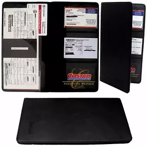 Car Registration and Insurance Holder Vehicle Glovebox Visor Organizer New Black - Picture 1 of 6