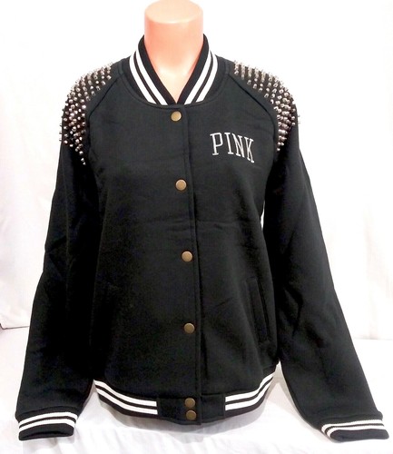 UNDERCOVER RARA Giacca Bomber Varsity RARA Victorias Secret Rosa BORCHIE Bling Nuova con etichette L