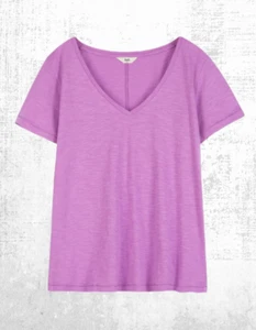 Ex HUSH Women’s Short Sleeve Slim V-Neck T-Shirt in Lilac - Picture 1 of 5