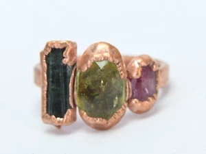 Mix Gemstones Electra Plated Copper Ring Faceted Polished Loose Stone For Gift - Picture 1 of 9