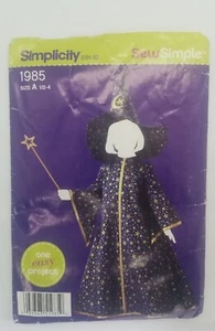 2011 Simplicity Pattern Child's Sz 1/2-4 #1985 Costume Witch or Wizard Uncut FF - Picture 1 of 3
