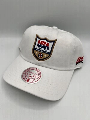 NUEVO CON ETIQUETAS EE. UU. Equipo de Baloncesto Blanco Papá Gorra Ajustable Mitchell & Ness Foto 1 de 4
