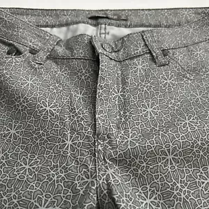 PrAna Womens Kara Cotton Skinny Jeans Sz 10 Stretch Geometric Print Grey - Picture 1 of 7