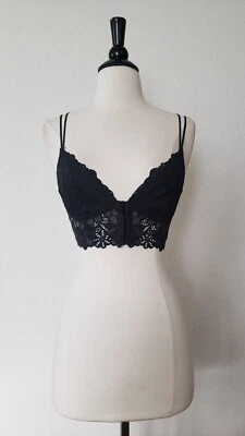 Urban Outfitters Bralette 全新 S 码 XS 黑色蕾丝上衣性感层透明 — 第 1/4 张图片