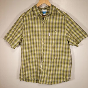 Camisa abotonada Columbia para hombre M verde a cuadros manga corta 100 % algodón - Imagen 1 de 7