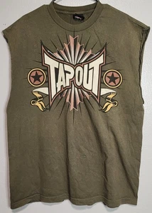 Tapout MMA Vintage Y2K Sleeveless shirt XL Army Green Ribbon and Stars - Picture 1 of 4