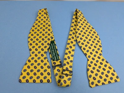 Beau галстуки Вермонт винтажный галстук-бабочка желтый цветочный 100% шелк - Изображение 1 из 4