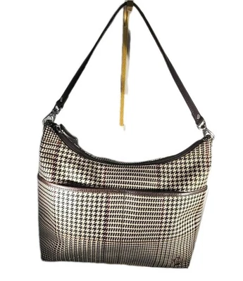 Lauren Ralph Lauren Houndstooth 单肩包棕色黑色复古 [627] — 第 1/4 张图片