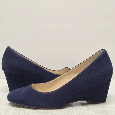 Cole Haan The Go To Wedge 海军蓝麂皮绒舒适高跟鞋 9 商务休闲 — 第 1/4 张图片