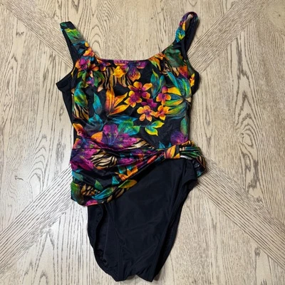 Купальник цельный Longitude размер 4 маленький разноцветный с цветочным рисунком галстук на бедрах деталь - Изображение 1 из 4