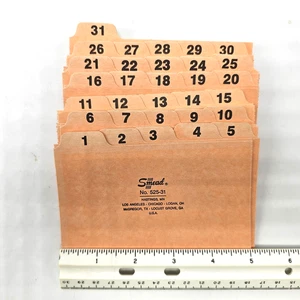 Orange Peach 3x5 in Smead 525-31 File Guides Numbers 1 31 numbers USA 1/5 tab - Picture 1 of 3