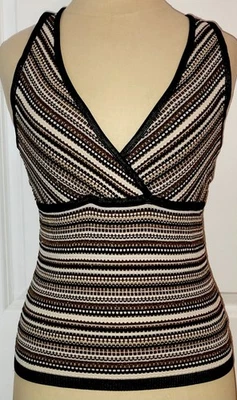 White House Black Market 女式金色条纹吊带上衣毛衣衬衫 S 码 Sm — 第 1/4 张图片