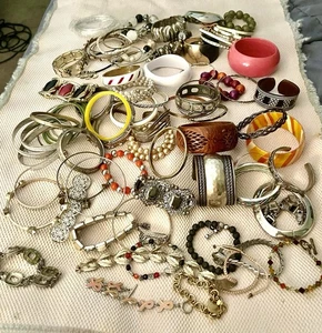 Lote grande de 75 pulseras boho cristal madera esmalte estrás abrazadera brazalete elástico - Imagen 1 de 4