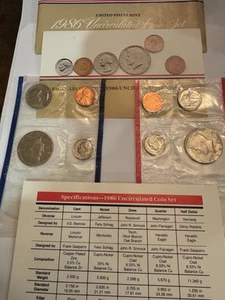 1986 P and D United States Mint uncirculated coin set with OGP and COA. 10-Coins - Picture 1 of 11