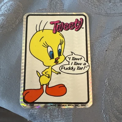 1990 WARNER BROTHERS LICENSED LOONEY TUNES TWEETY BIRD PRIZM STICKER - Image 1 of 2