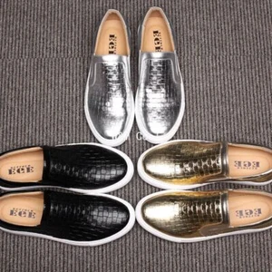 Men Korean New Flat Loafers Slip On Casual Skateboard Fashion Shoes Plus Size - Picture 1 of 9