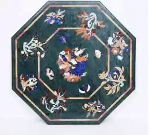 24'' antique green marble Table Top Inlay Pietra Dura Coffee center mosaic l5 - Picture 1 of 4