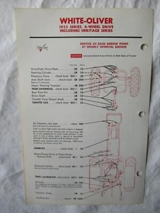 Tarjeta de datos de tabla de lubricación de tractor Oliver 1955 Series 1970 4x4 - Imagen 1 de 2